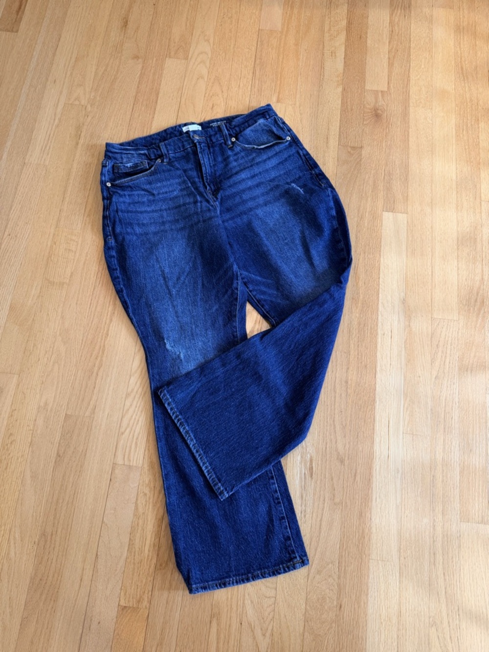 Good American Petite Bootcut Jeans Indigo Size 14 Stretch Denim Mid Rise